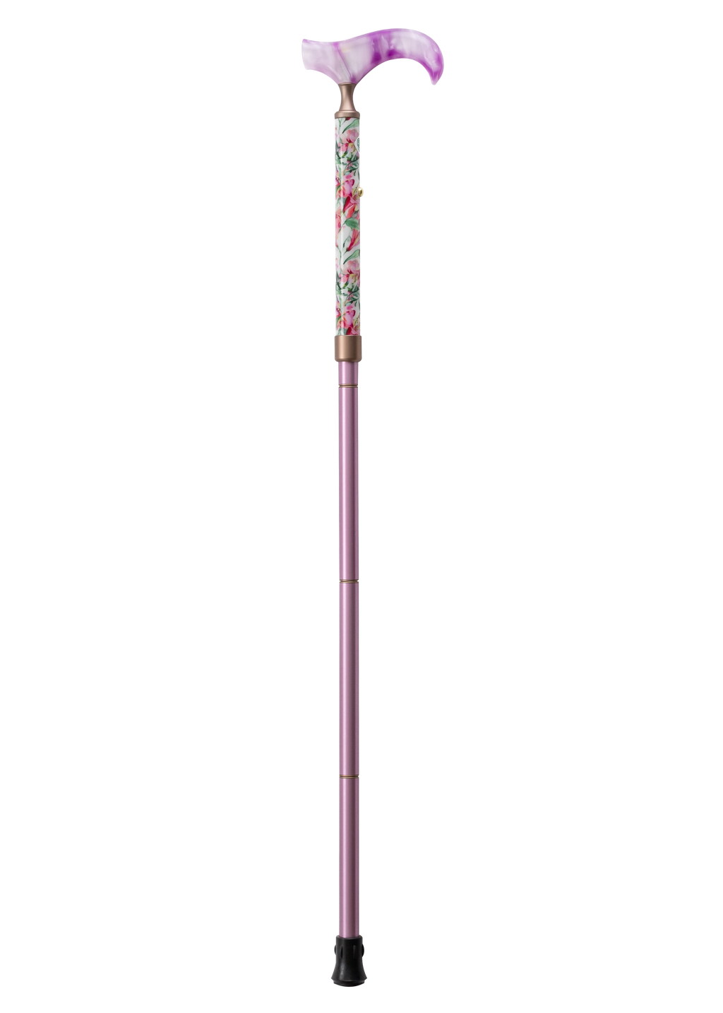 【未使用】折りたたみ杖　イージーフィット　バラ柄お洒落杖☆チャップリン（701） 未使用】折りたたみ杖 イージーフィット バラ柄お洒落杖☆チャップリン
